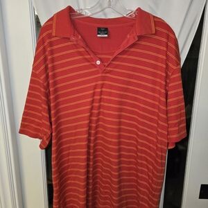 Nike Red and Yellow Striped Polo Shirt